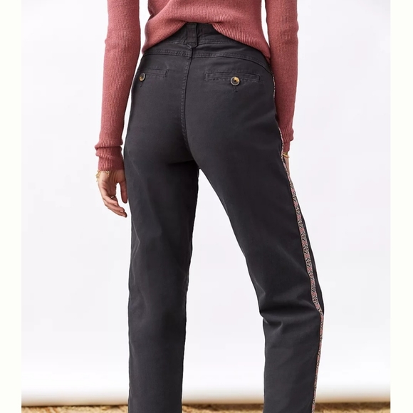 Anthropologie / Tapered Side Stripe Pants / 6 / Black / Embroidery - Picture 6 of 7